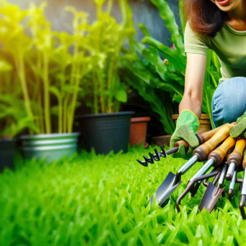 Najczęściej wybierane narzędzia ogrodnicze na tle zieleni