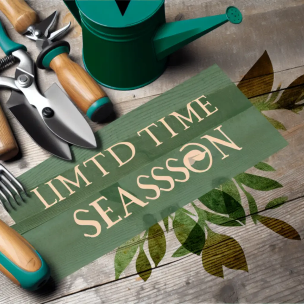 Baner limitowanych sezonowych ofert narzędzi ogrodniczych