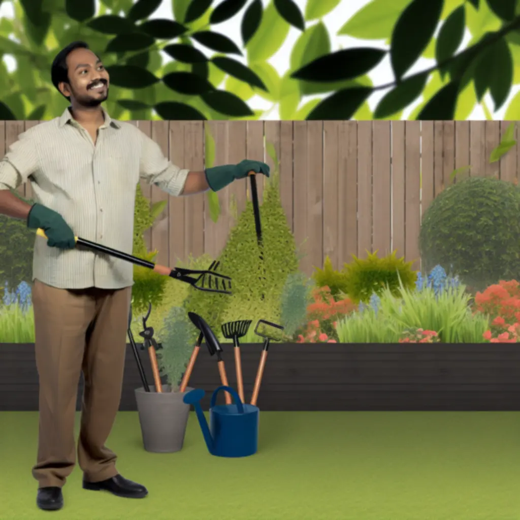 Zadowolona klientka pracująca w zadbanym ogrodzie